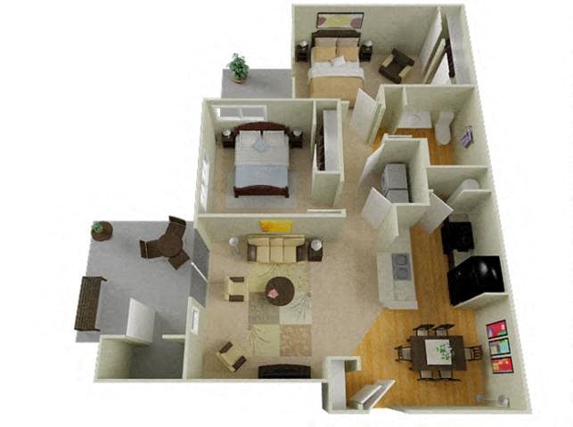 Pine Valley Ranch Apartments Spokane, Washington 1 Bedroom 1 Bath 3D Floor Plan 953 sq ft Pine Valley Ranch Apartments Spokane, Washington 1 Bedroom 1 Bath 3D Floor Plan 953 sq ft
